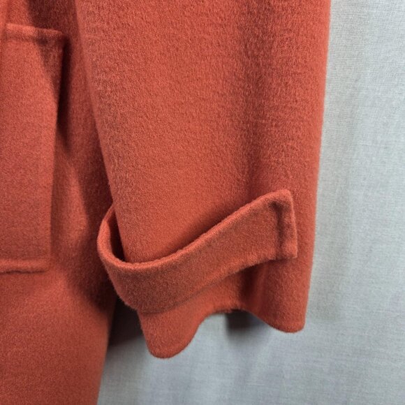 Linda Allard Ellen Tracy Coat Womens 10 Petite Orange 100% Wool Belted Korea - Picture 7 of 16